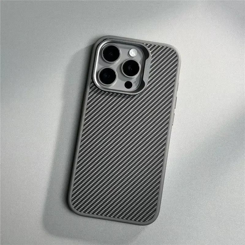 Luxus Carbon Fiber Textur – Einfache Telefonhülle für iPhone 12, 13, 14, 15, 16 Pro Max – Weiche Gummi-Rahmen Abdeckung