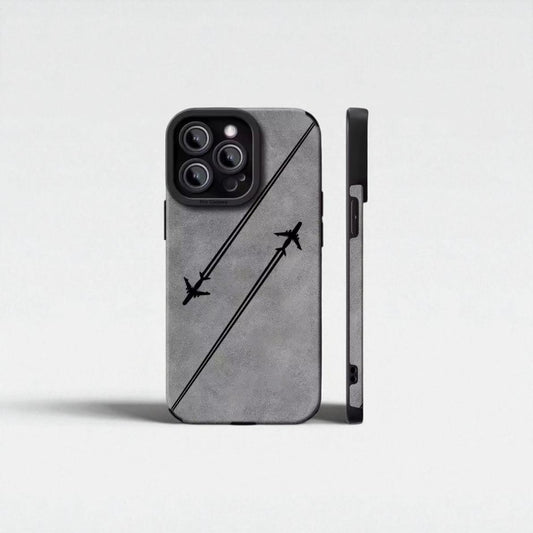 Double Lines Silicone Case – Soft Matte Protective Case with Leather Look for iPhone 11–16 Plus / Pro Max