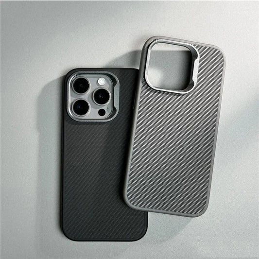 Luxus Carbon Fiber Textur – Einfache Telefonhülle für iPhone 12, 13, 14, 15, 16 Pro Max – Weiche Gummi-Rahmen Abdeckung