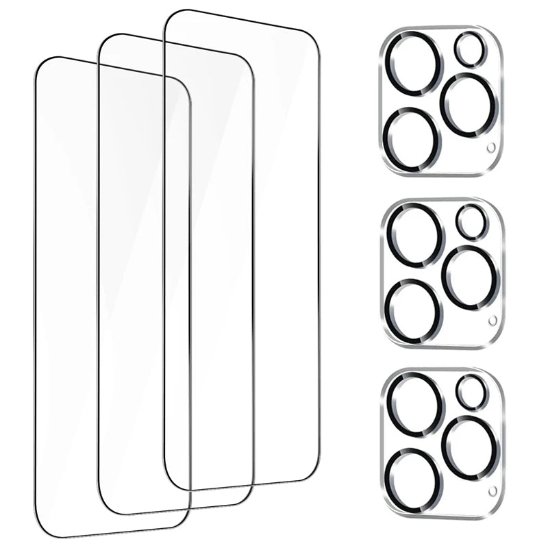 Displayschutzfolie und Kameraschutz für iPhone – Gehäuse und Objektiv aus gehärtetem Glas