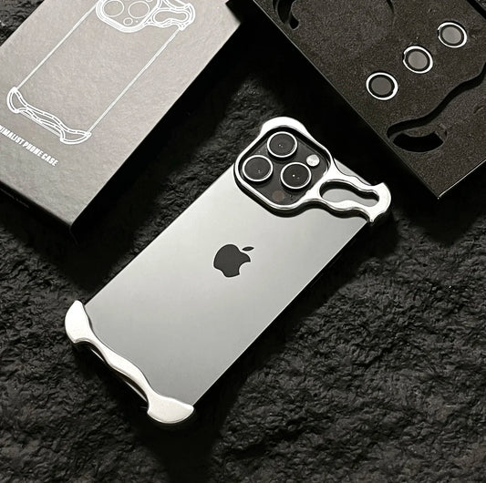 Unregelmäßige Metallstoßstangen-Telefonhülle für iPhone – Aluminiumlegierung mit Linsenfilmschutz