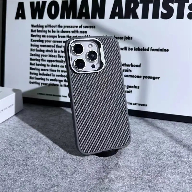 Luxus Carbon Fiber Textur – Einfache Telefonhülle für iPhone 12, 13, 14, 15, 16 Pro Max – Weiche Gummi-Rahmen Abdeckung