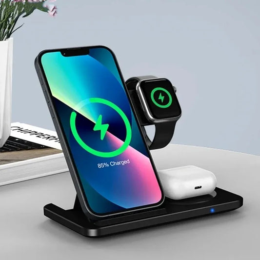3-in-1 Kabelloses Ladegerät Ständer für iPhone, iWatch und AirPods – Faltbar, Schnellladung