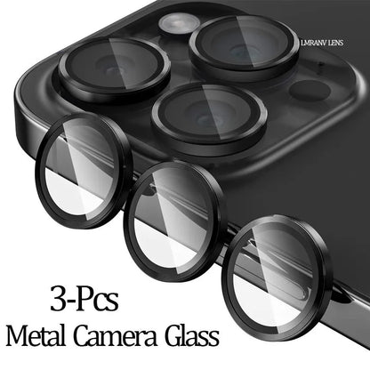 3er-Set Metall-Kameraschutz für iPhone 11–15 Pro / Pro Max – Robuste Linsenabdeckung aus gehärtetem Glas