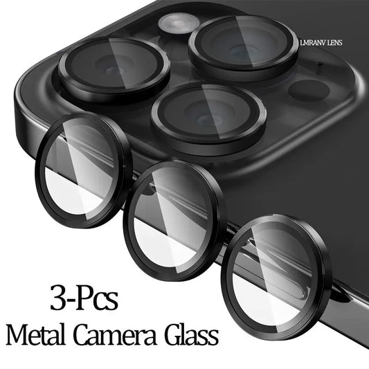3er-Set Metall-Kameraschutz für iPhone 11–15 Pro / Pro Max – Robuste Linsenabdeckung aus gehärtetem Glas